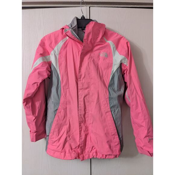 The North Face Girls Pink Rain Hooded Zipper Front Winter Jacket Coat Size L/G